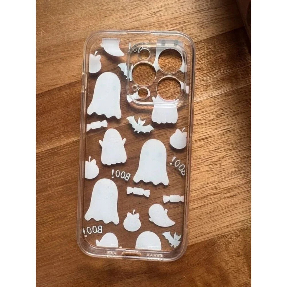 Pink Ghost Halloween iPhone 15 Pro Case